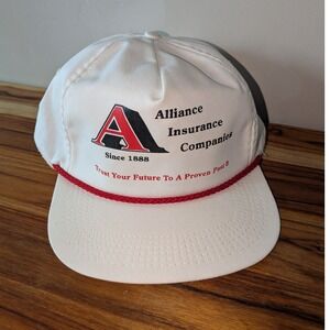 Vintage 80s Alliance Insurance Snapback Hat Made in‎ USA Rope Baseball Cap